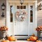 20 Inch Fall Wreaths for Front Door with White Pumpkins